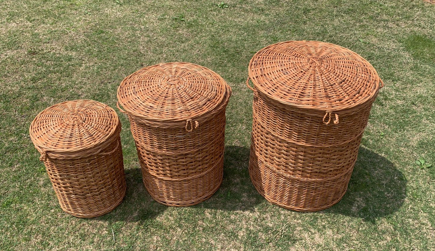 NestGuard Willow Storage Basket Set – With Covers (Set of 3)