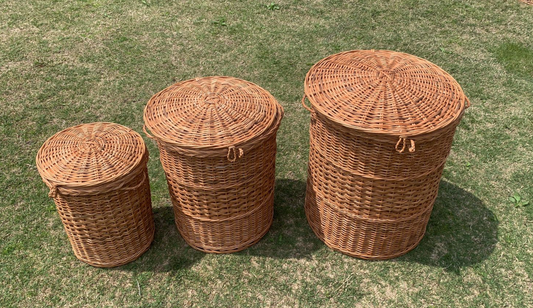 NestGuard Willow Storage Basket Set – With Covers (Set of 3)